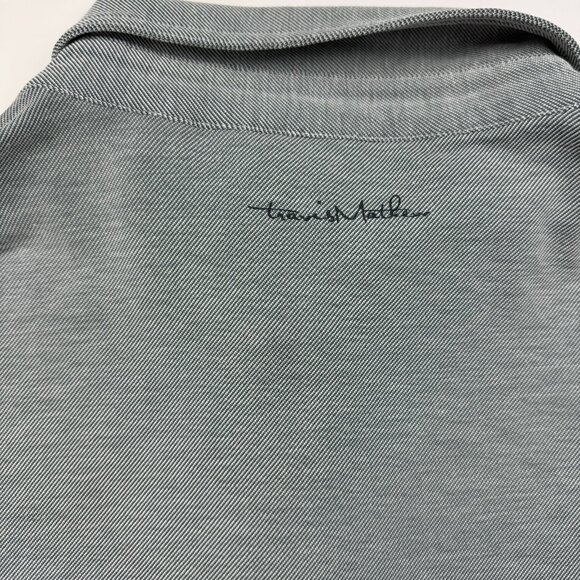 Travis Mathew Mens L Gray Striped Pocket Short Sleeve Polo Shirt - Picture 4 of 7